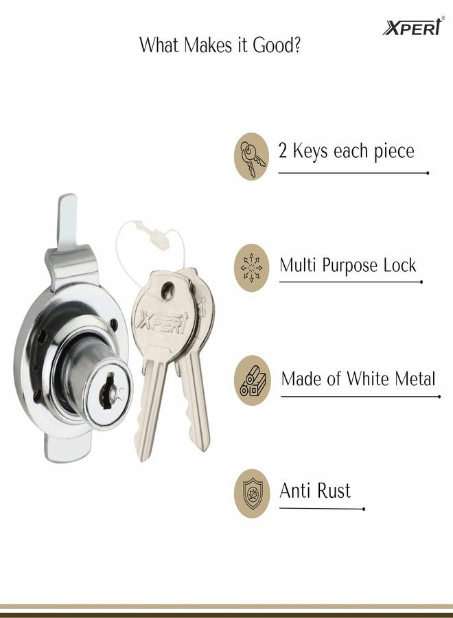 Xpert Multi-Purpose Lock Pack of 4, Silver, Modern, Manual Key Control Locks for Wardrobe, Drawer, Cupboard, Almirah, Cabinet and Office Use - Image 2